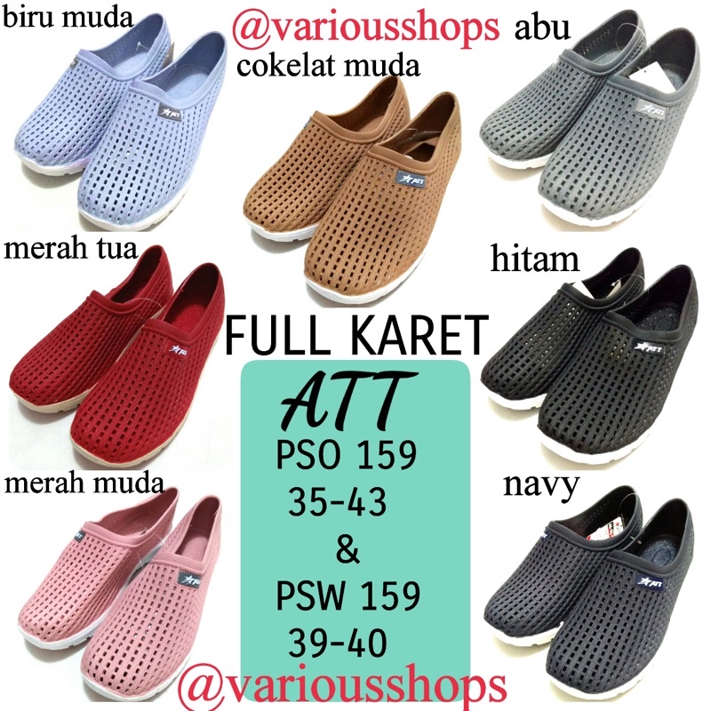 SEPATU ATT FULL KARET ANTI Air PSO PSW PSN CEWEK COWOK Navy Hitam Grey pink brown maron blue