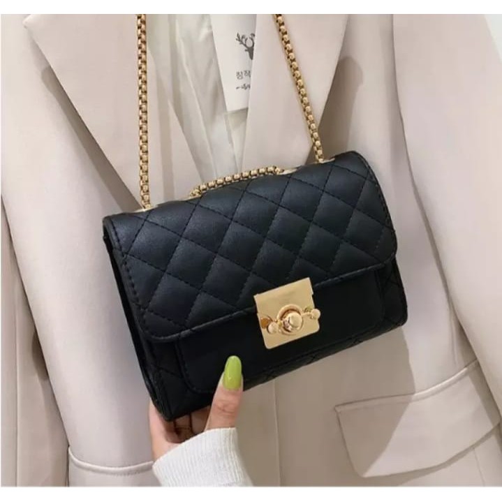 Tas Selempang Wanita Import Fashion Rantai Emas