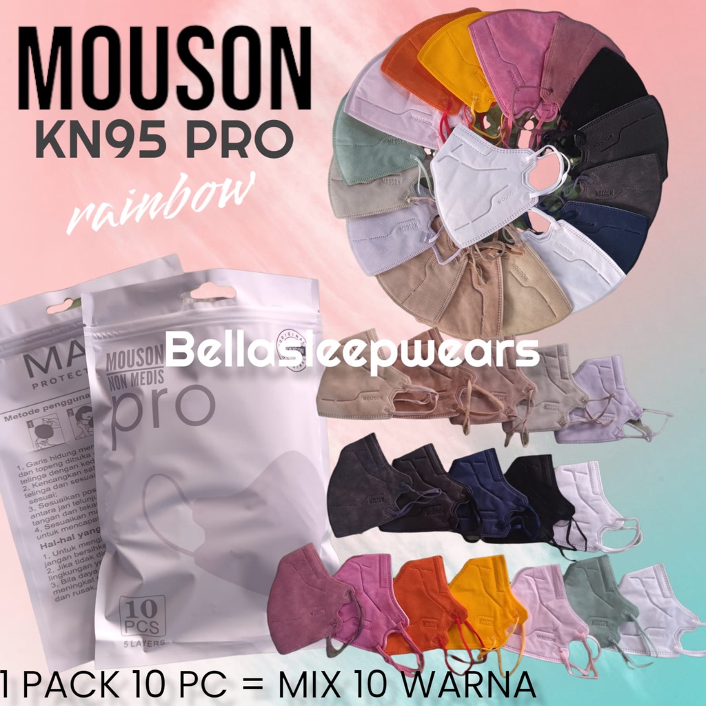 RAINBOW MIX KN95 PRO 5D MOUSON 5PLY -  MASKER KN95 PRO KOREA MOUSON ORIGINAL RAINBOW GRADATION GRADASI MIX