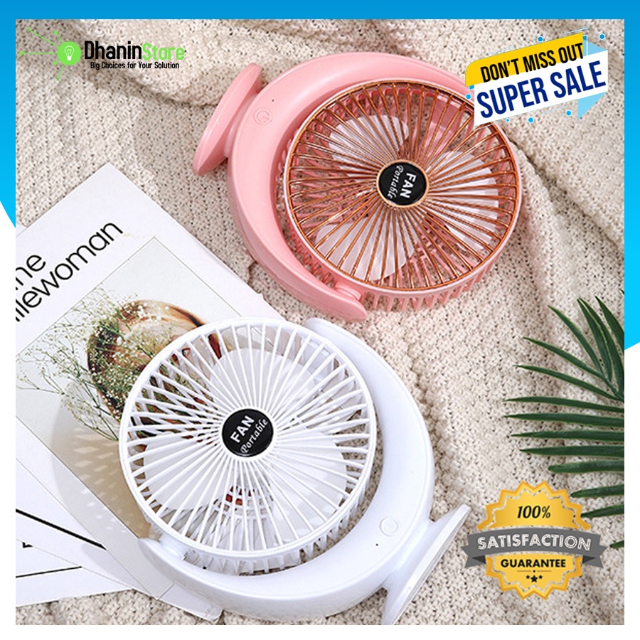Kipas Angin Duduk Meja Mini USB Baterai Charger Cas Kecil Portabel Portable Fan Murah