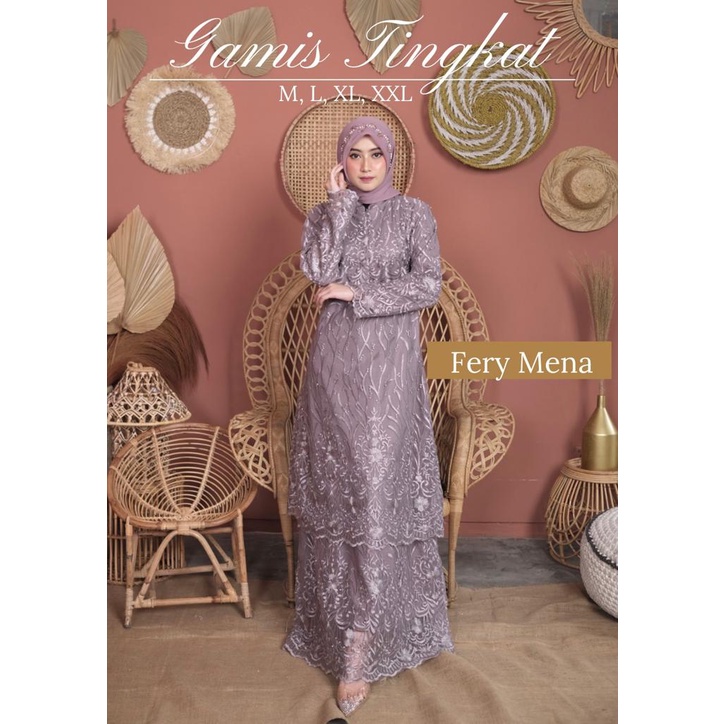 Kadai.baju / Gamis tingkat tulle bordir mutiara / Gamis pesta wanita / Gamis brukat kondangan dan pernikahan Size M L XL XXL