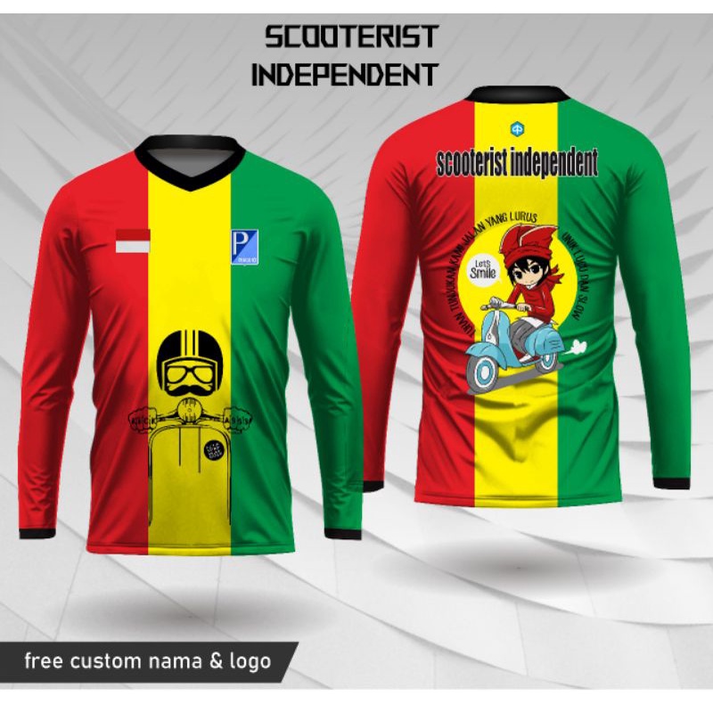 kaos scooter baju vespa kaos Jersey vespa Piaggio kaos vespa lengan panjang