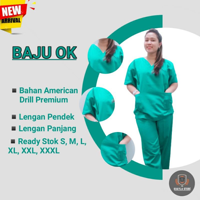 BAJU OK LENGAN PANJANG & PENDEK/BAJU OK/BAJU JAGA DOKTER/BAJU SERAGAM OK/BAJU PERAWAT OK/APD