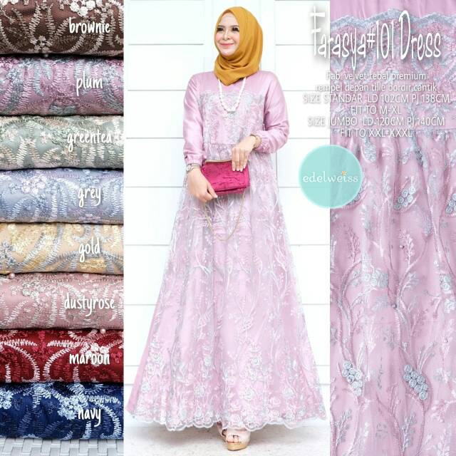 EDELWEISS Farasya #101 Dress brokat bridal tile murah cantik terbaru fashion muslim modern kekinian