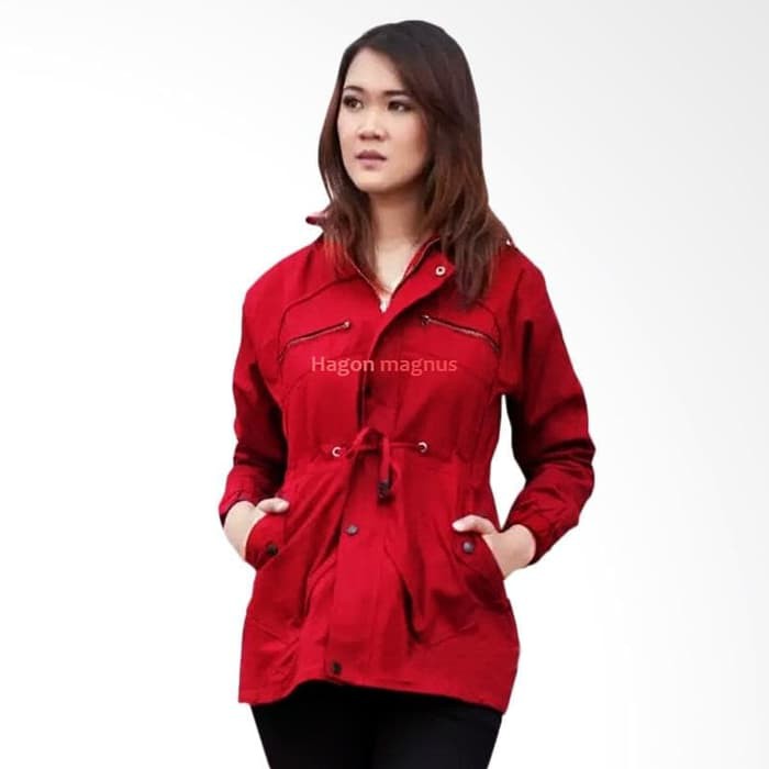 NEW MT JAKET PARKA WANITA MERAH MAROON