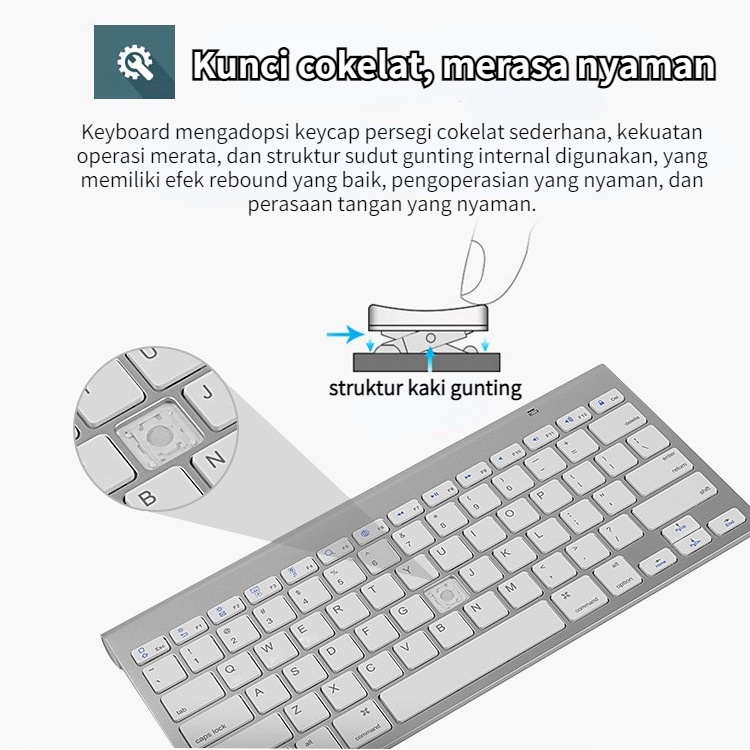 Bluetooth Keyboard &amp; Mouse Paket Tahan Air 2.4G Wireless Desain Ultrathin Silent Elegan Keyboard and Mouse Combos Set