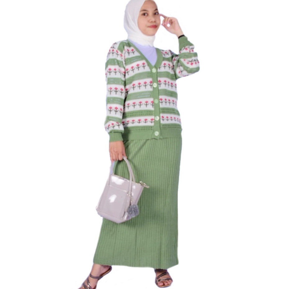 Rok Rajut Panjang/Rok span Rajut Belah Pinggir