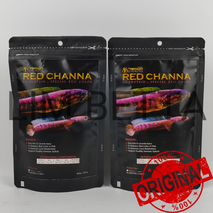 PREMIUM 88 RED CHANNA 100 GRAM 2MM - PELET IKAN CHANNA