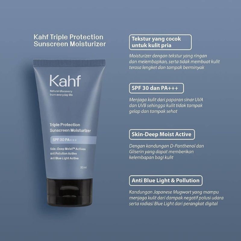 [30ml] Kahf Men Triple Protection Sunscreen Moisturizer SPF 30 PA+++