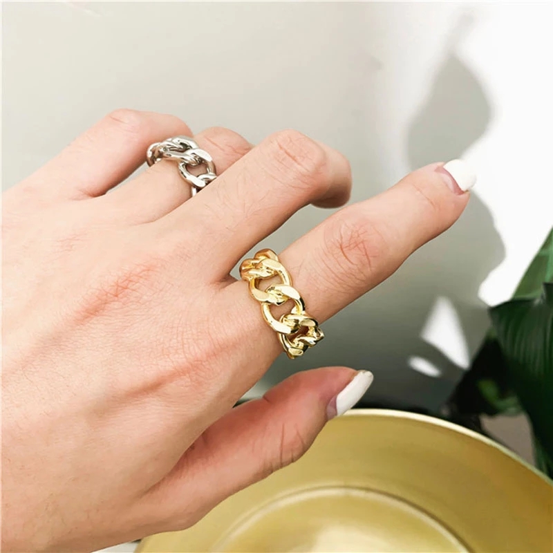 Fashion  Simple  Metal Adjust Ring / Geometric Metal Hollow Open Adjustable Twist Chain Finger Ring Women Jewelry