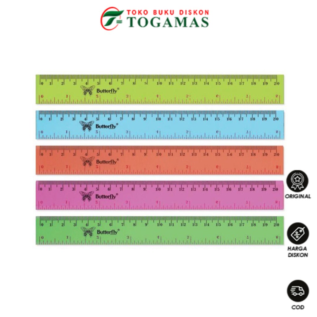 

READY STOCK !! PENGGARIS 20 CM BUTTERFLY BRAND PLASTIK WARNA