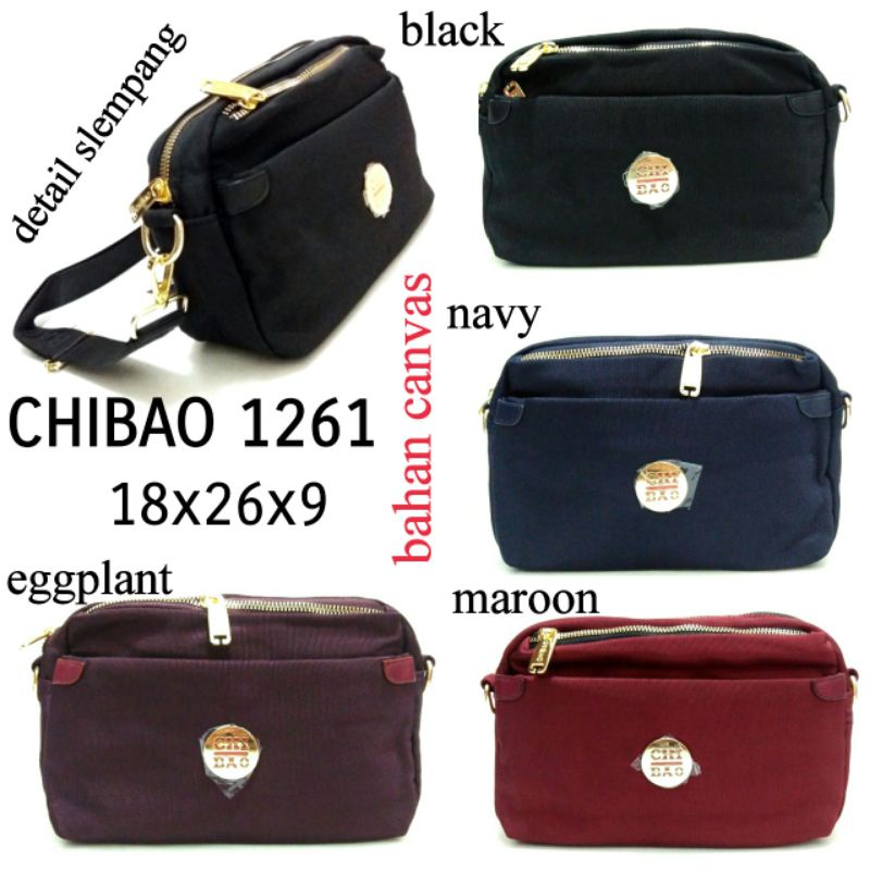 TAS SELEMPANG / SLING BAG WANITA CHIBAO Kode 1261 FASHION WANITA TERBARU HARGA MURAH WARNA EGGPLANT MAROON NAVY HITAM