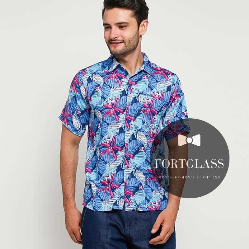 FORTGLASS HAWAI WARNA 01 KEMEJA PRIA BAJU PANTAI COWO BALI