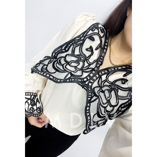 MDLV ~ 8505# Mariposa Embroidered Blouse Butterfly Import