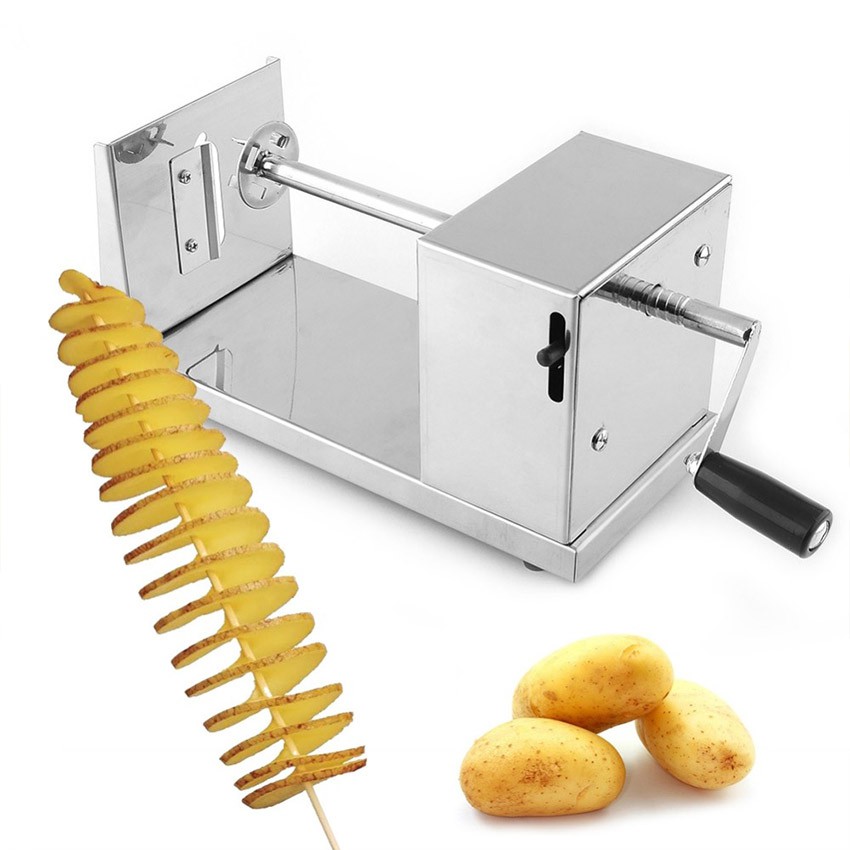 Stainless Steel Alat Pemotong Kentang Spiral Otomatis Twisted Potato Cutter French Fry Slicer-4