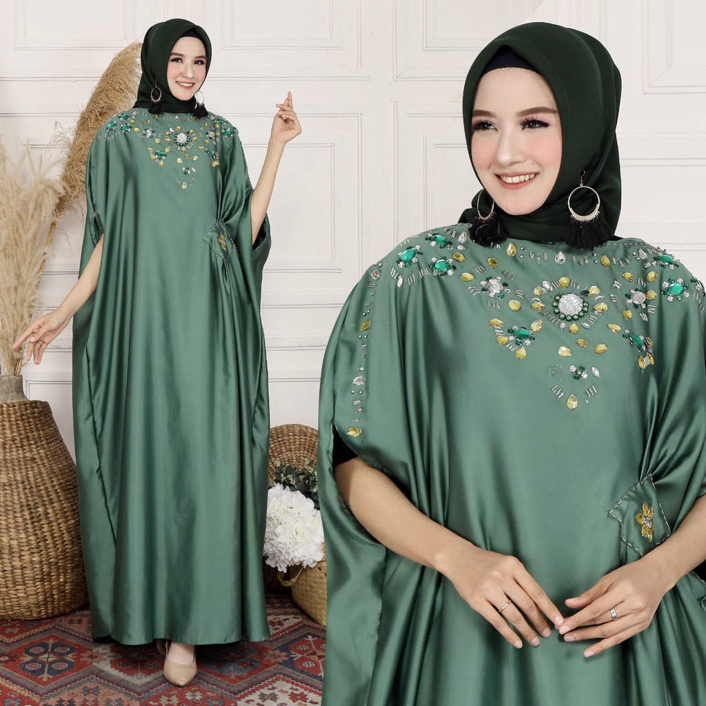 HOPYLOVY - Kaftan Lestari Manik &amp; Mote bahan Velvet Roberto