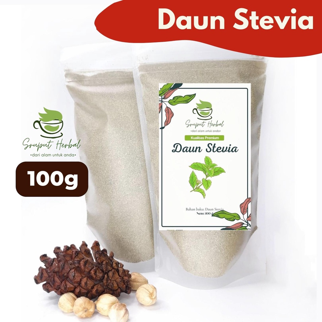 100gr Daun Stevia Bubuk Murni Premium Dried Stevia Stevia Rebaudiana Berkualitas JSR 100% Sruput Herbal