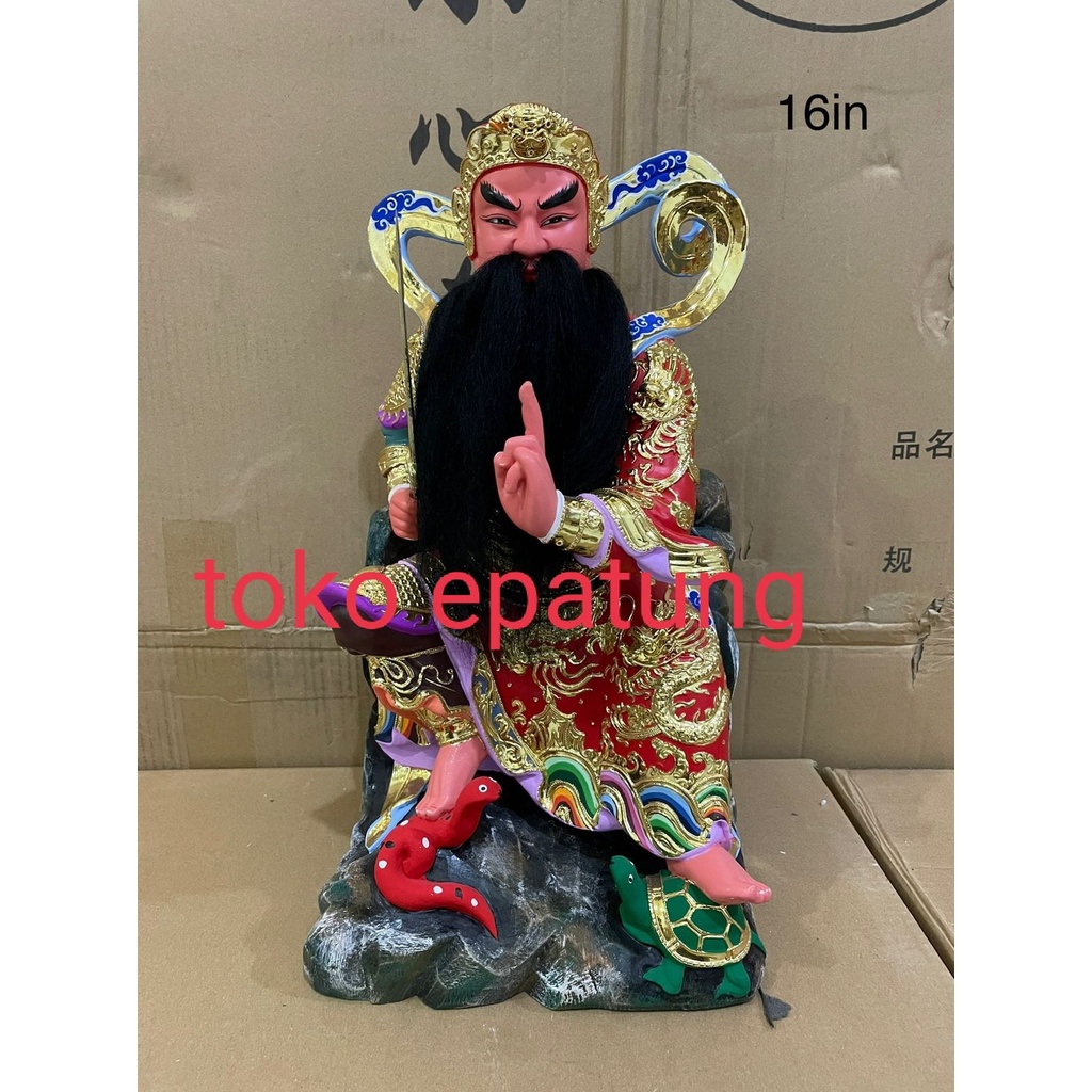 patung dewa hian tian shang ti / siong te kong - kayu - 16 inch - 03
