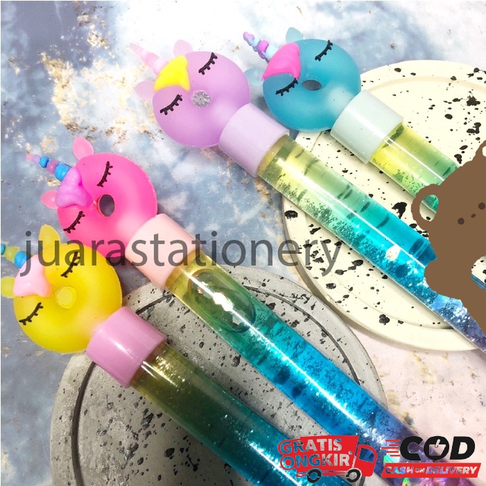 

Pena Air Glitter Unicorn Bolpen Pen Pulpen Gelpen Karakter Gliter Pony