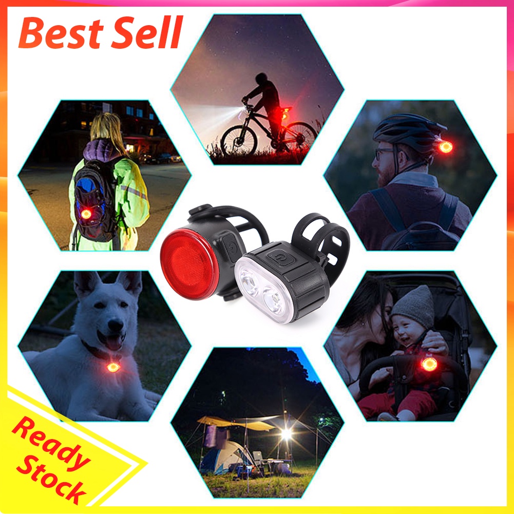 Bicycle Front Rear Lights Set Bike USB Waterproof LED Taillight Headlight