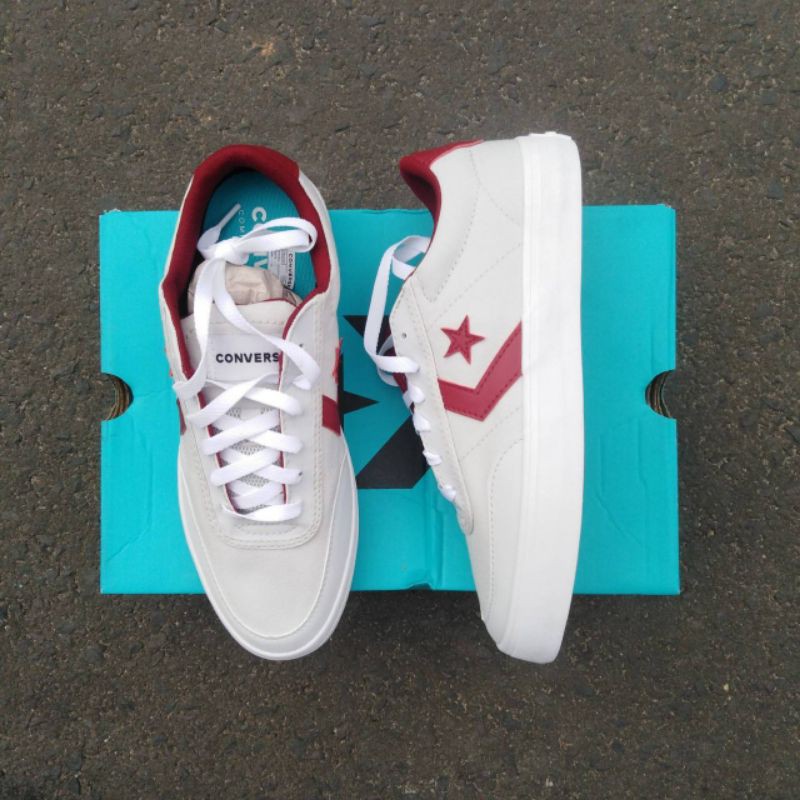 CONVERSE COURTLAND WHITE BURGUNDY