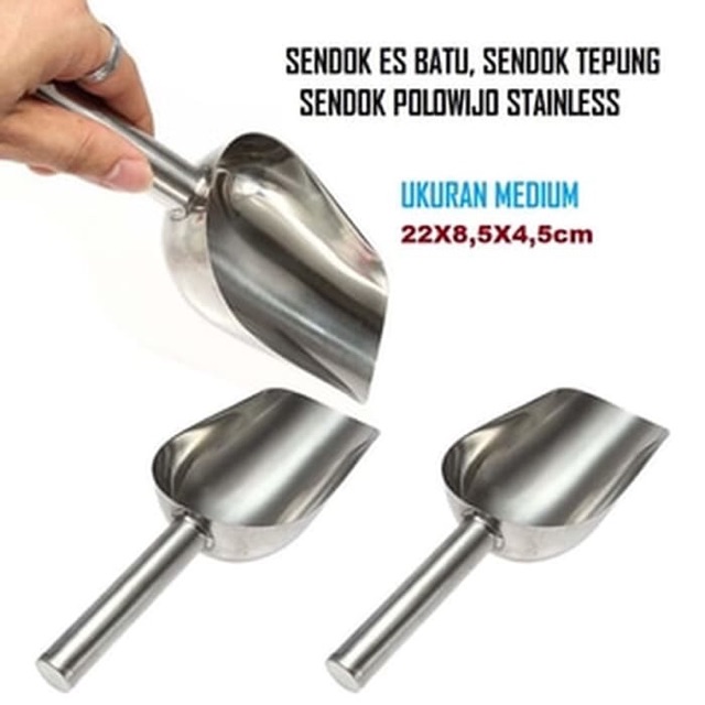 SENDOK ES BATU TEPUNG STAINLESS STEEL