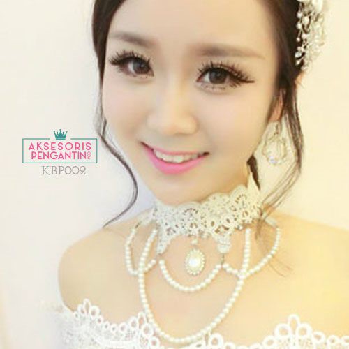 [SIAP KIRIM] KALUNG PENGANTIN AKSESORIS WEDDING NECKLACE BROKAT PUTIH KBP002