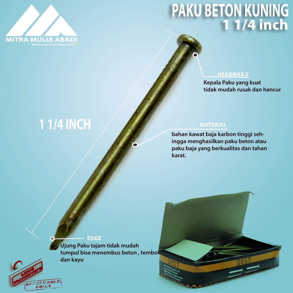 Paku Beton Kuning Holy 1 1/4 inch/ 3cm -10pcs