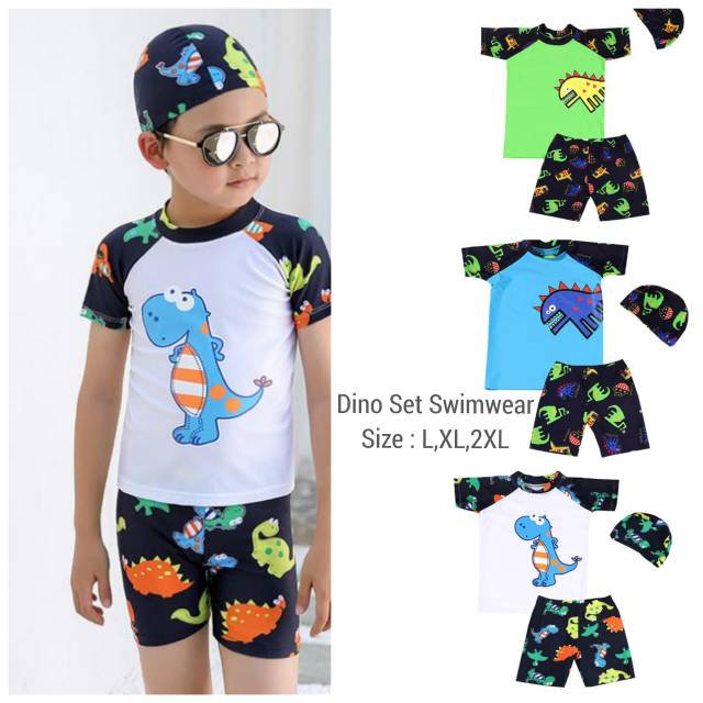 Dino Set Swimwear / Baju Renang Anak Laki Laki - Dino