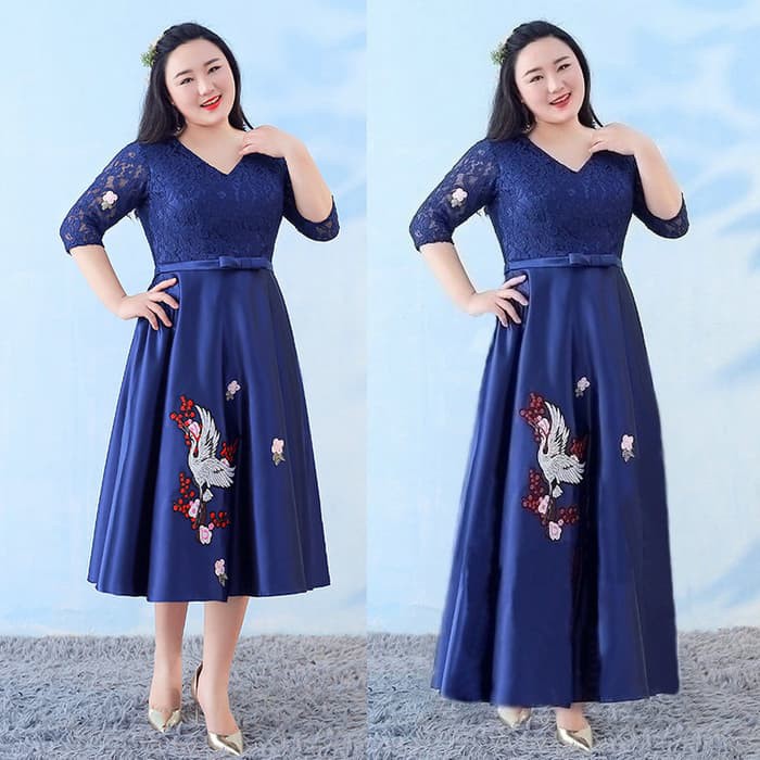 Gaun Pesta 0591118 Navy Hitam Merah Big Size Party Dress Gown
