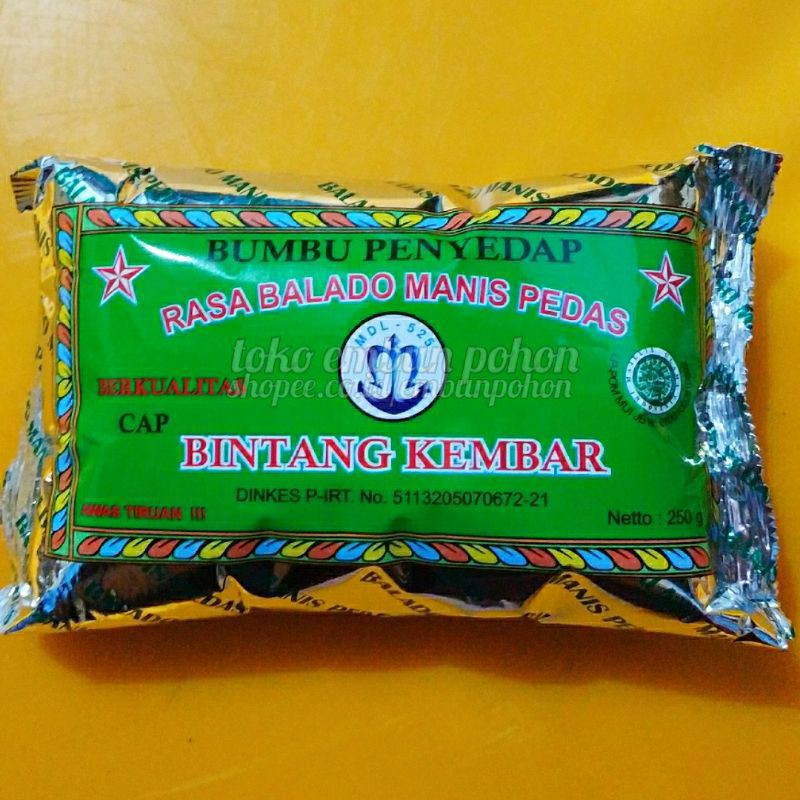 

BUMBU TABUR BALADO MANIS PEDAS CAP BINTANG KEMBAR 250 GR