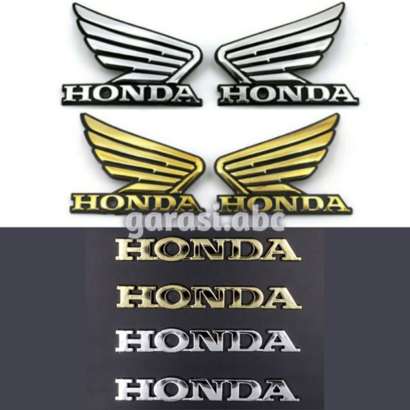 Emblem Badge Body Honda Wing Timbul 3D Sticker Stiker Tulisan Logo Krom Chrome Vario Beat Supra X Street CB R 70 3 D Dimensi Silver Scoopy PCX Gold Wing