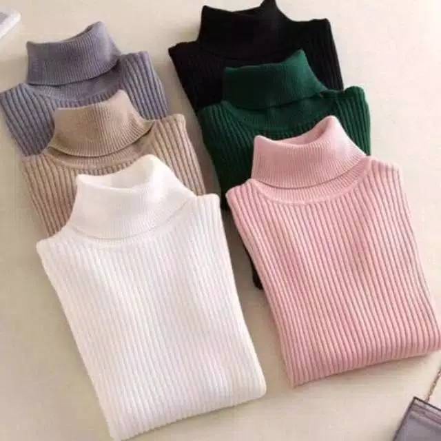 KAOS TURTLENECK LENGAN PANJANG PRIA WANITA LEHER TINGGI KAOS LENGAN PANJANG KAOS RIB POLOS PREMIUM