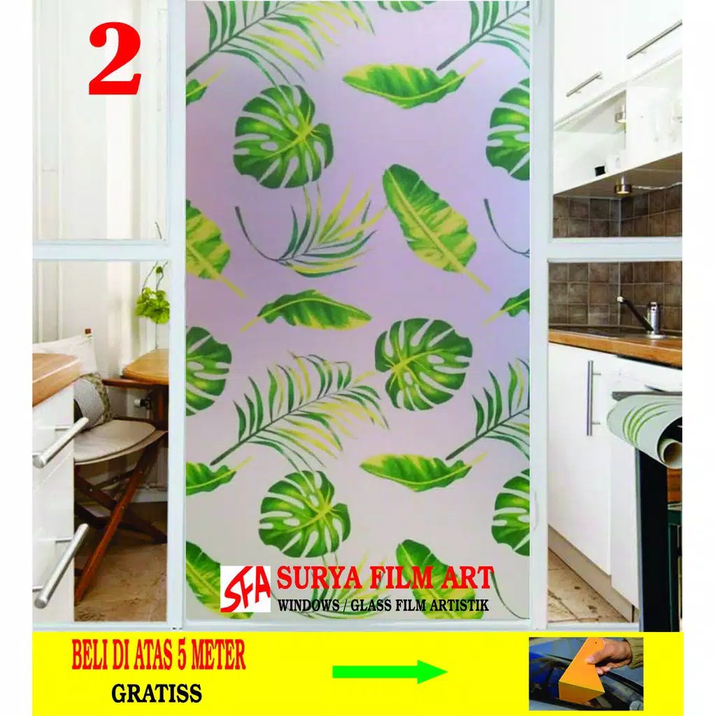 STIKER KACA FILM MOTIF DAUN / STIKER KACA L90 /STIKER KACA MURAH