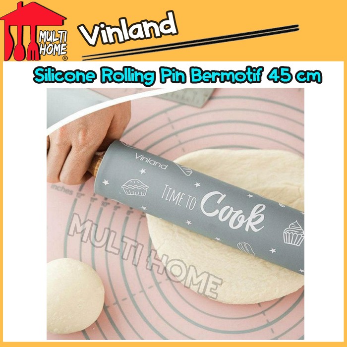 Vinland Silicone Rolling Pin Bermotif 45 cm Penggiling Adonan Silikon