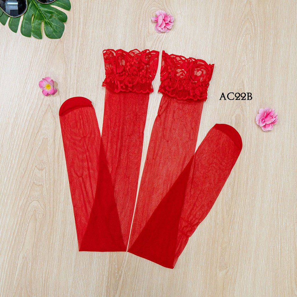 [PRODUK TERMURAH] STOCKING SEXY + GARTER BELT SABUK PAHA TRANSPARAN MERAH AC22B