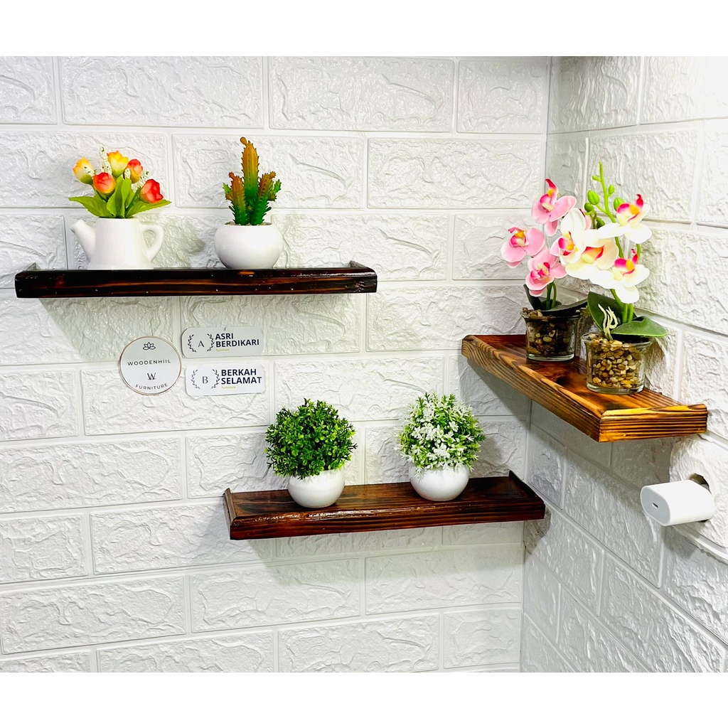 rak dinding tempel panjang 30x10cm/rak kayu/rak tempel/rak hambalan/kayu pajangan dinding/rak kayu j