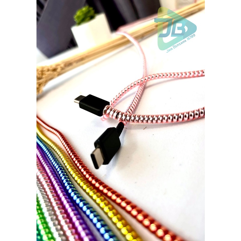 RT94 Pelilit Kabel Spiral Warna Metalic Pelindung Cable Hp Charger Universal Cord Protector solid Color glossy JB5490