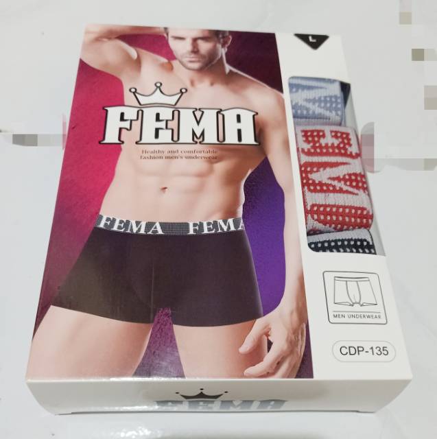 (1pack isi 3pc) Celana Dalam BOXER FEMA Ban Besar