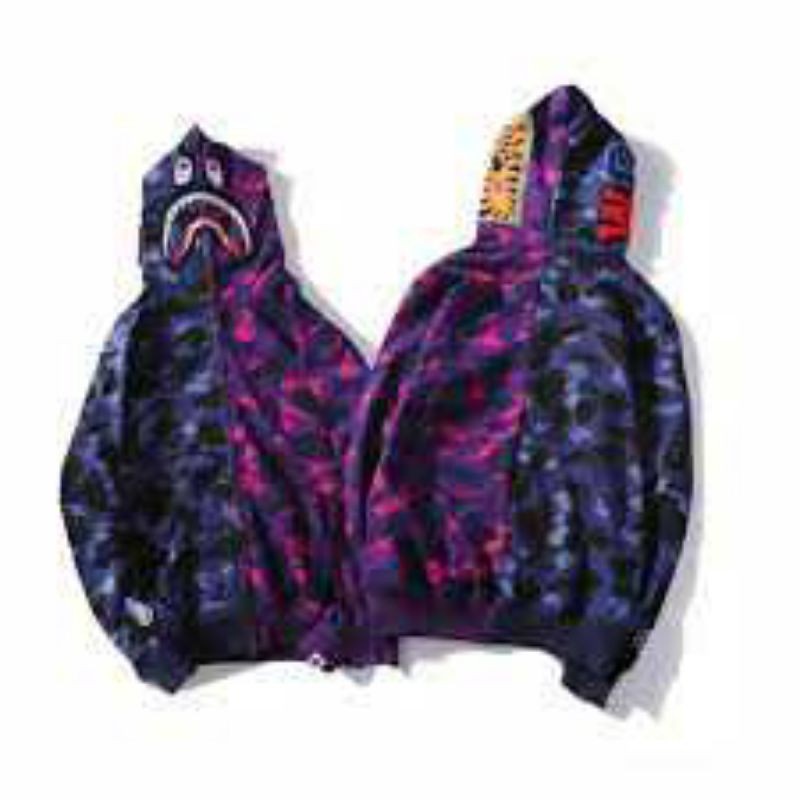 TERMURAH Bape Jaket Hoodie Klasik Motif Camo Warna Biru / Ungu - Blue Purple, XL