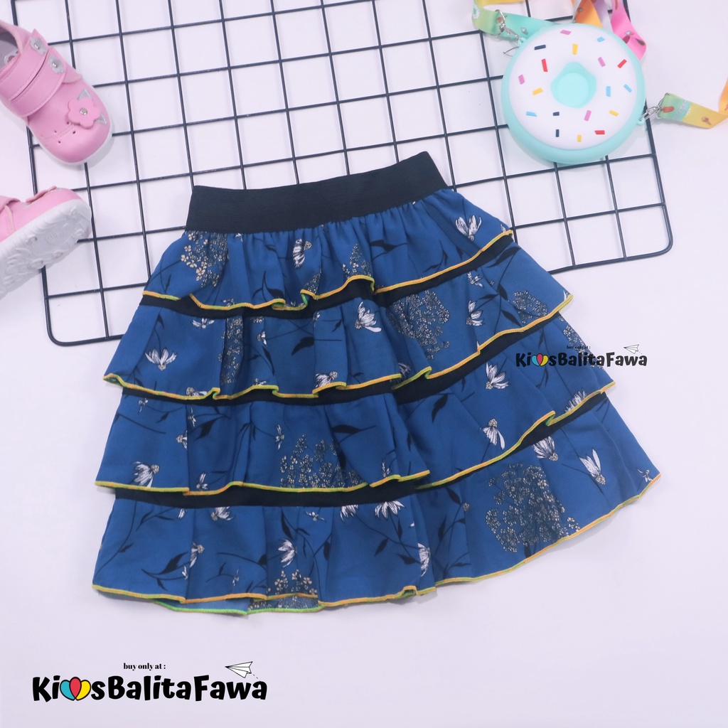 Rok Tumpuk Motif uk 5-7 Tahun / Model Anak Perempuan Cewek Bunga Salur Polos Pendek Shabby Chic