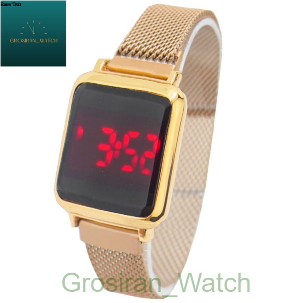 Jam Tangan Wanita Digital Touch Watch Kotak Small Size Strap Magnet [G_W]