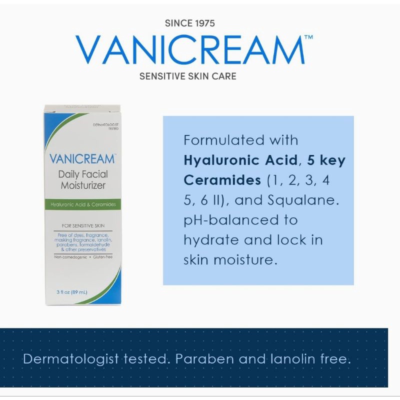 Vanicream Daily Facial Moisturizer With Hyaluronic Acid 89 ML