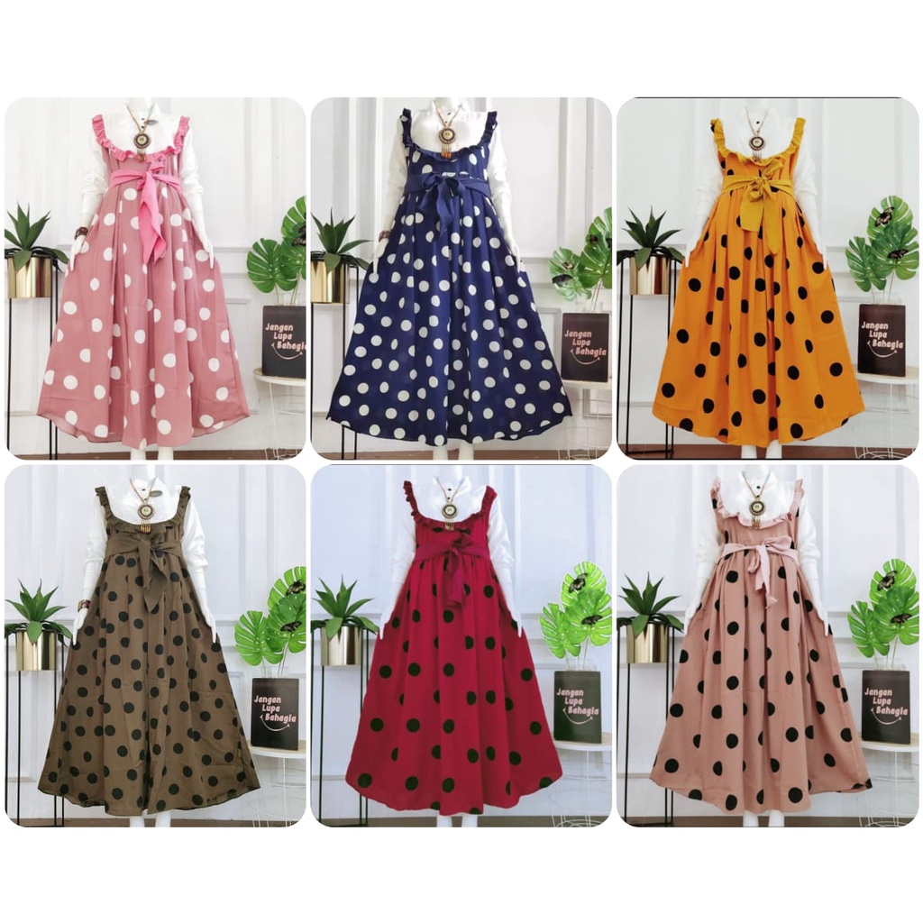 LANGSUNG KIRIM GAMIS POLKA JUMBO-XXL [70-90 KG] GAMIS MONALISA REMPEL DADA/BUSUI/TALI PINGGANG