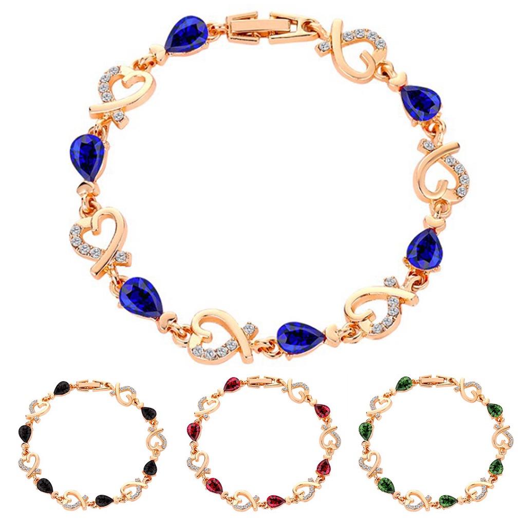 Hu Hu Hu Hu Hu Alat Bantu Pasang Kacamata♡ Gelang Rantai Bentuk Hati Aksen Berlian Imitasi Warna-Warni Bahan Zinc Alloy Untuk Wanita