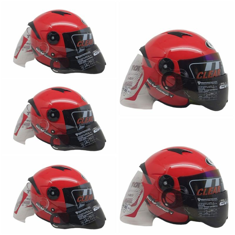 Helm Kyt 2 Vision Fire Red Paket Ganteng