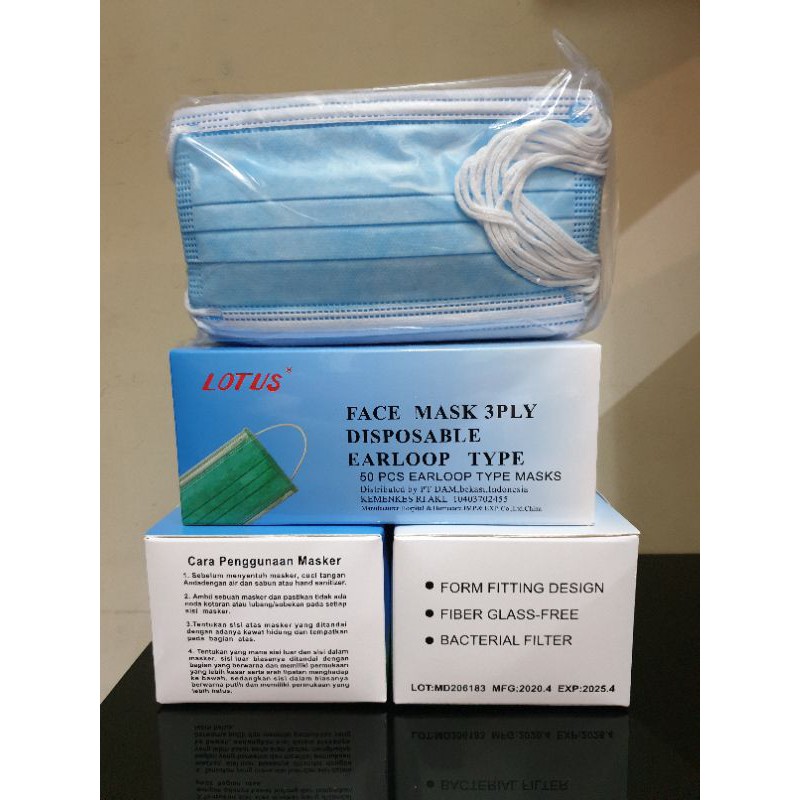 Masker Lotus Earloop 3 ply / Lotus Masker Earloop 3 ply