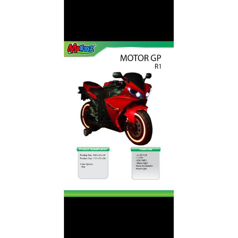 MOTOR AKI MORKIDZ GP RI COCOK BUAT KADO ANAK GAS TANGAN~MAINAN MOTOR AKI ANAK~MAINAN ANAK~MOTOR AKI