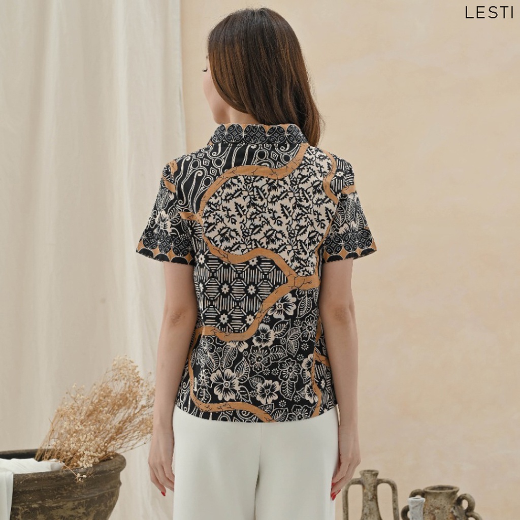 Evercloth Lesti Blouse Wanita Atasan Wanita Baju Batik Wanita Jumbo Top Seragam