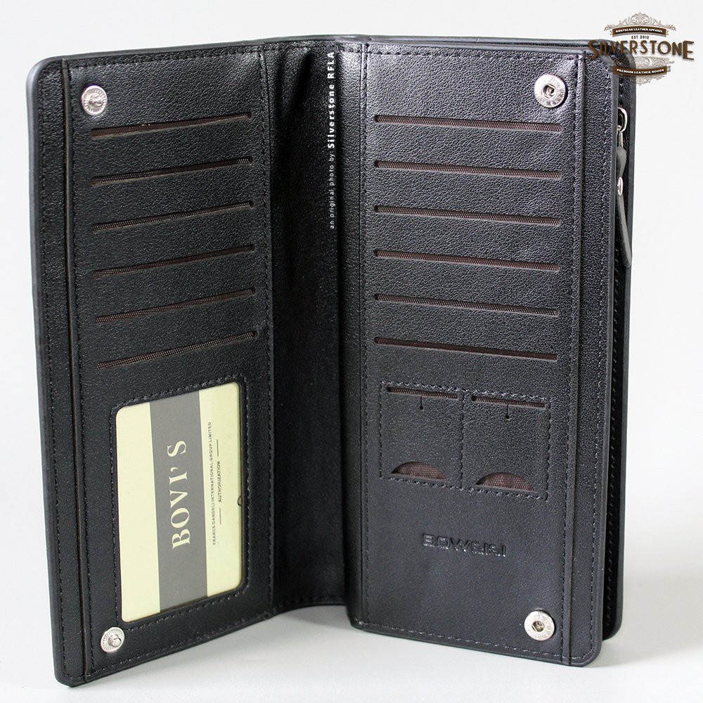 Boweisi By Bovis Dompet Kulit Pria Wanita Model Panjang BW-30 Serat Doff Legam